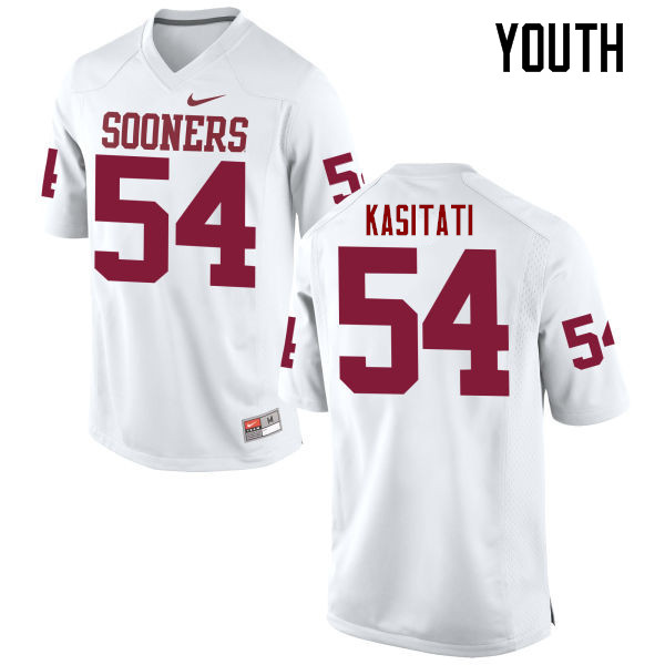 Youth Oklahoma Sooners #54 Nila Kasitati College Football Jerseys Game-White - Click Image to Close